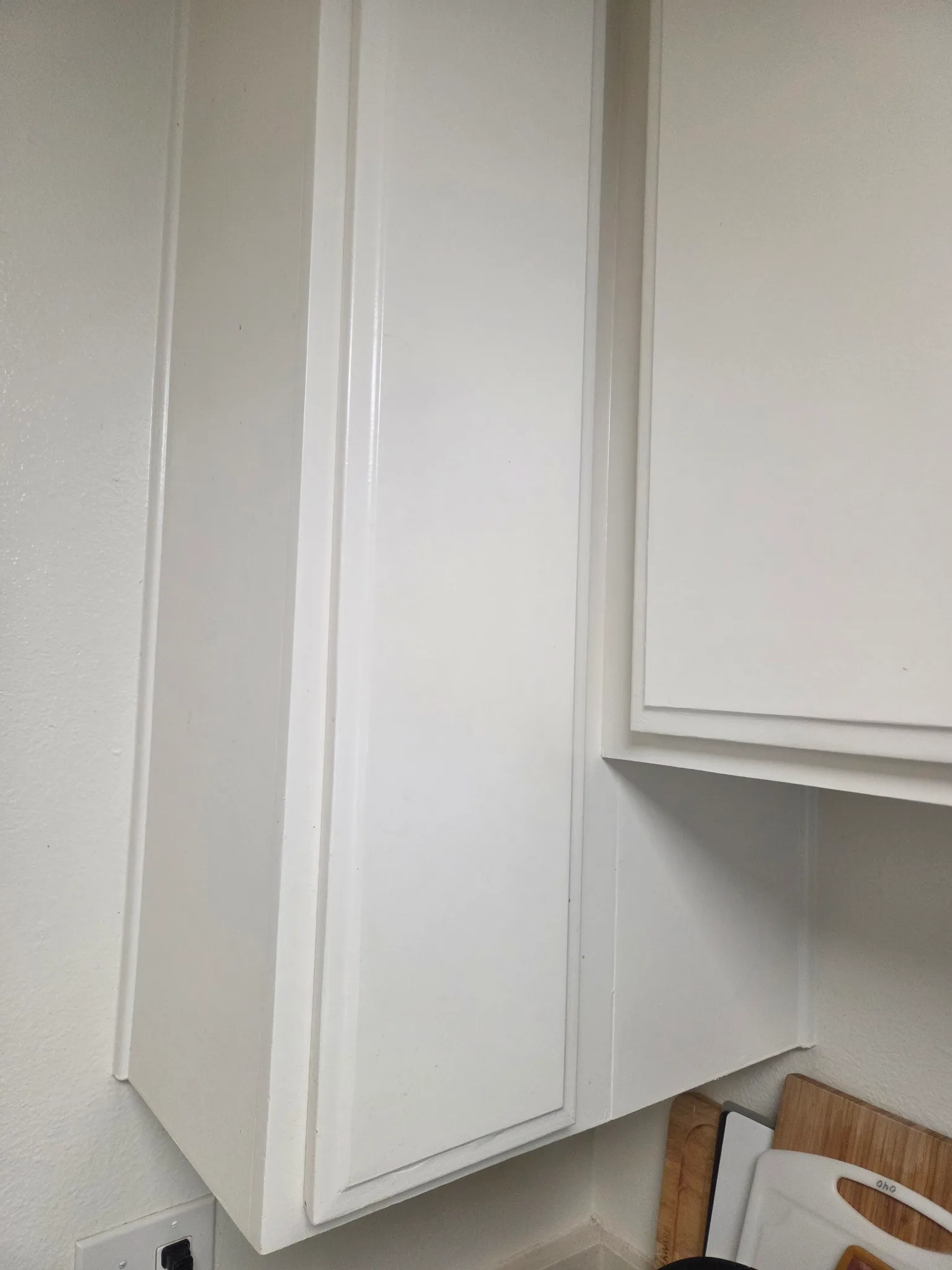 A closed white cabinet